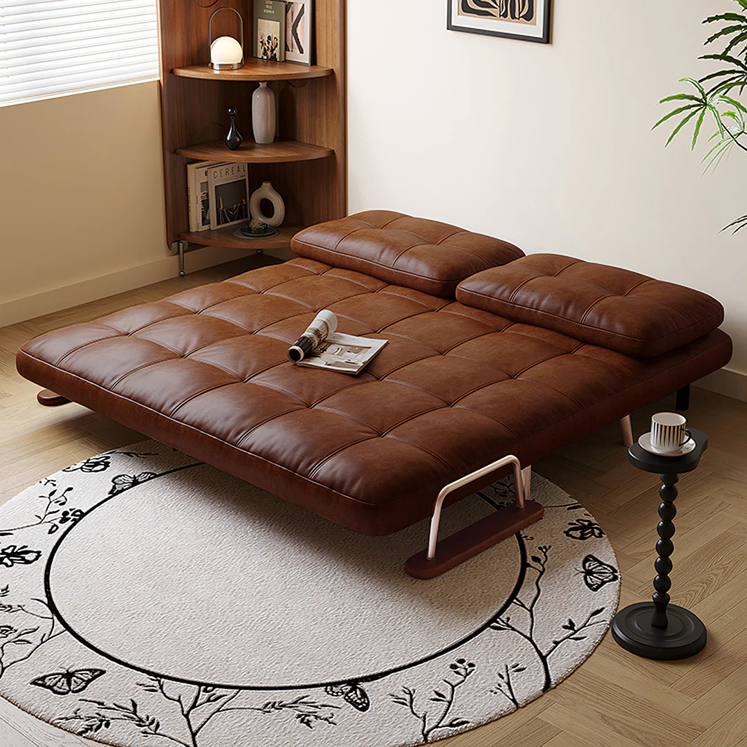 O'Reilly Single Seater Sofa Bed, Brown Leather - Image 6