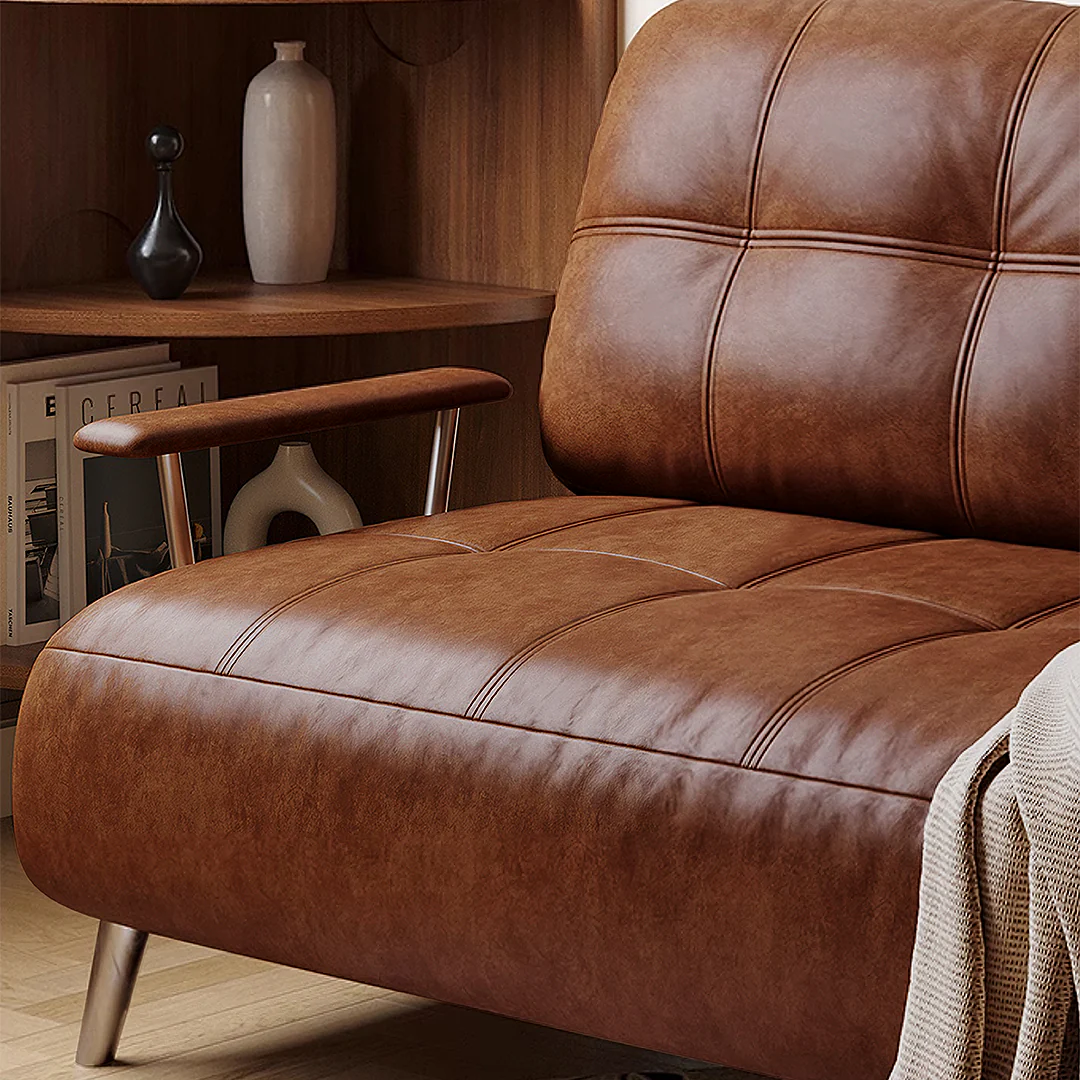 O'Reilly Single Seater Sofa Bed, Brown Leather - Image 8