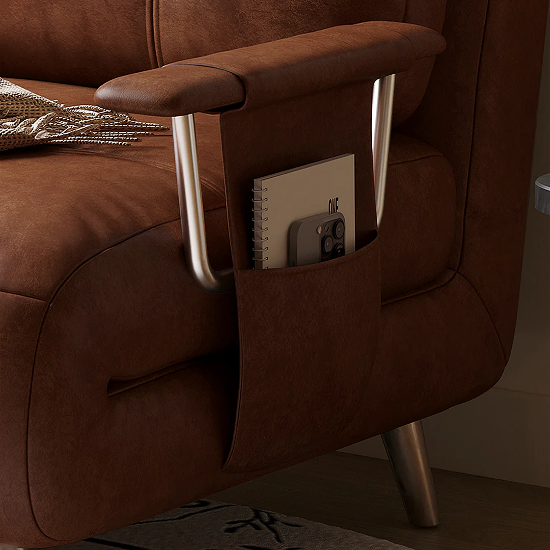 O'Reilly Single Seater Sofa Bed, Brown Leather - Image 9