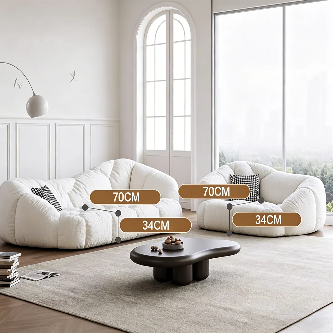 Owen Marshmallow Two Seater Sofa, OFF White, Real Leather - Image 5