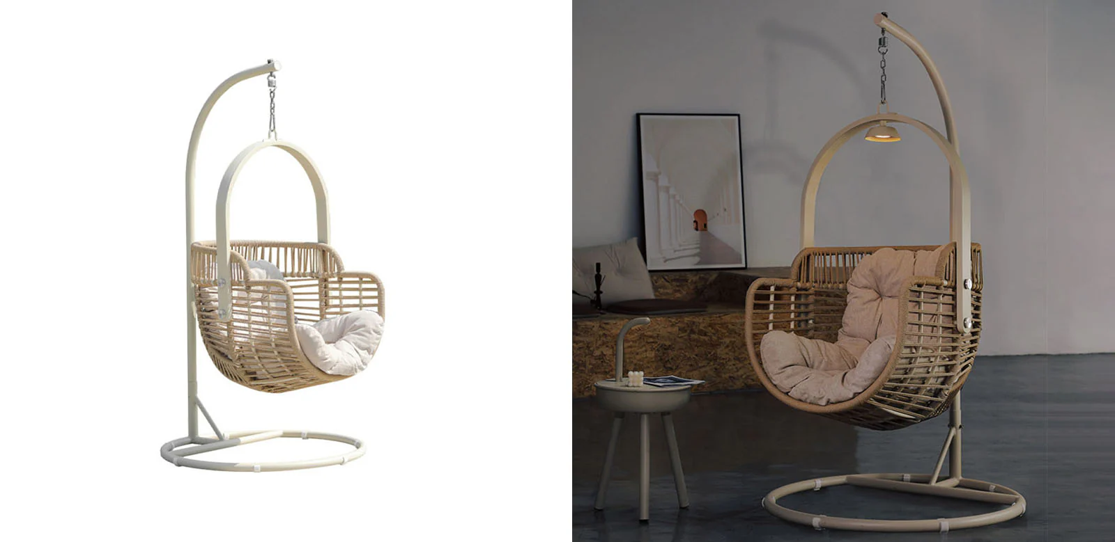Paloma Rattan Garden Hanging Egg Chair with Stand, Indoor/ Outdoor Furniture - Image 5