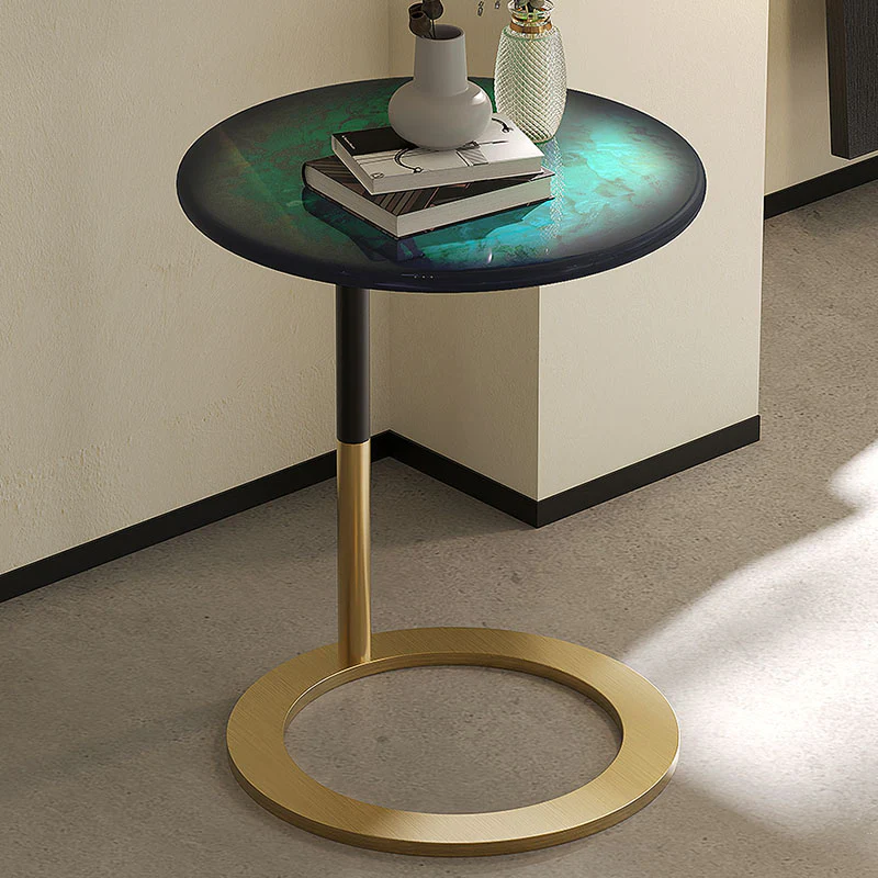 Pearce Side Table, Stainless Steel & Ceramic Stone - Image 2