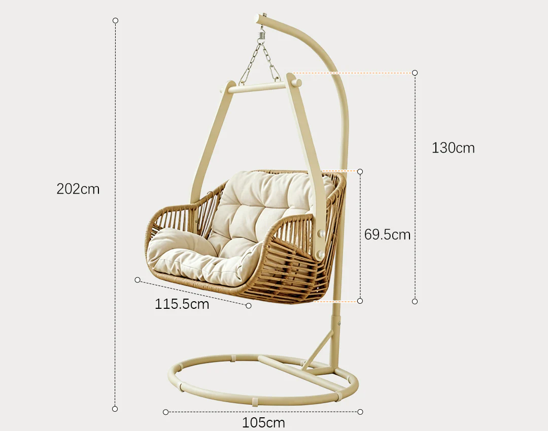 Phedra Rattan Garden Hanging Egg Chair with Stand, Indoor/ Outdoor Furniture - Image 9