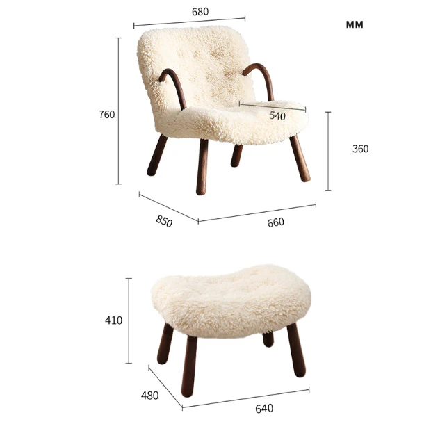 Philip Arc Sheepskin Armchair And Ottoman - Image 6