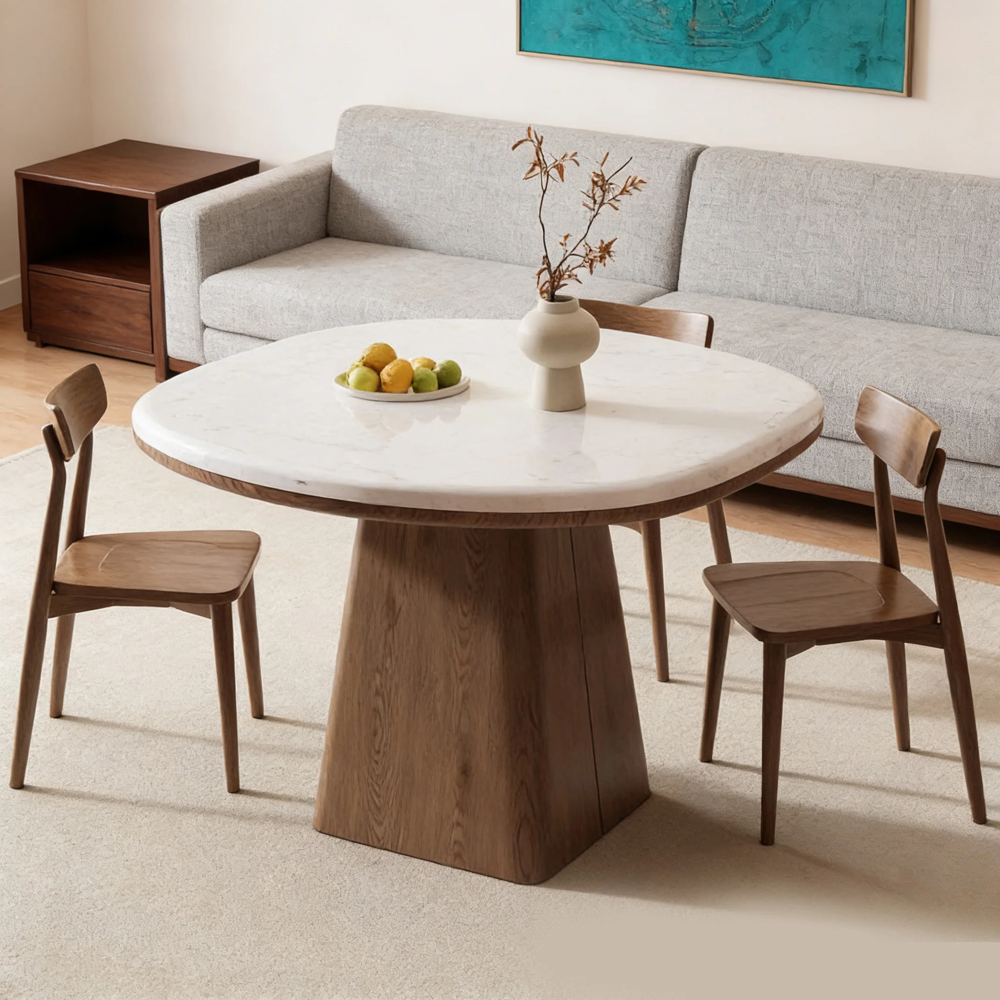 Prabal Square Dining Table, Marble - Image 3