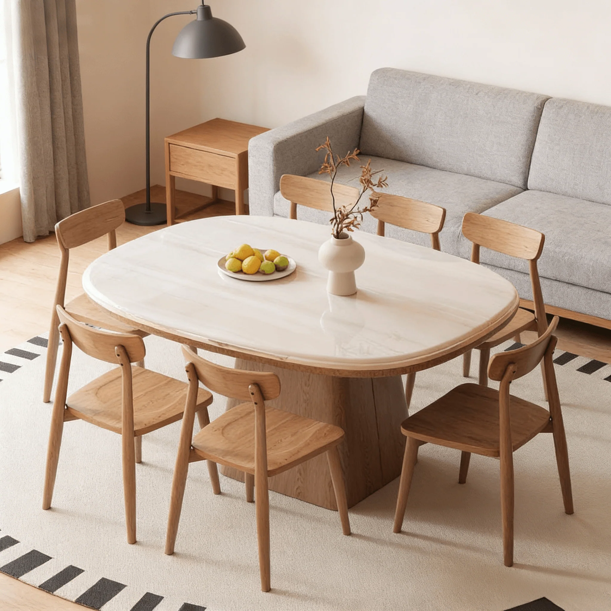 Prabal Square Dining Table, Marble - Image 5