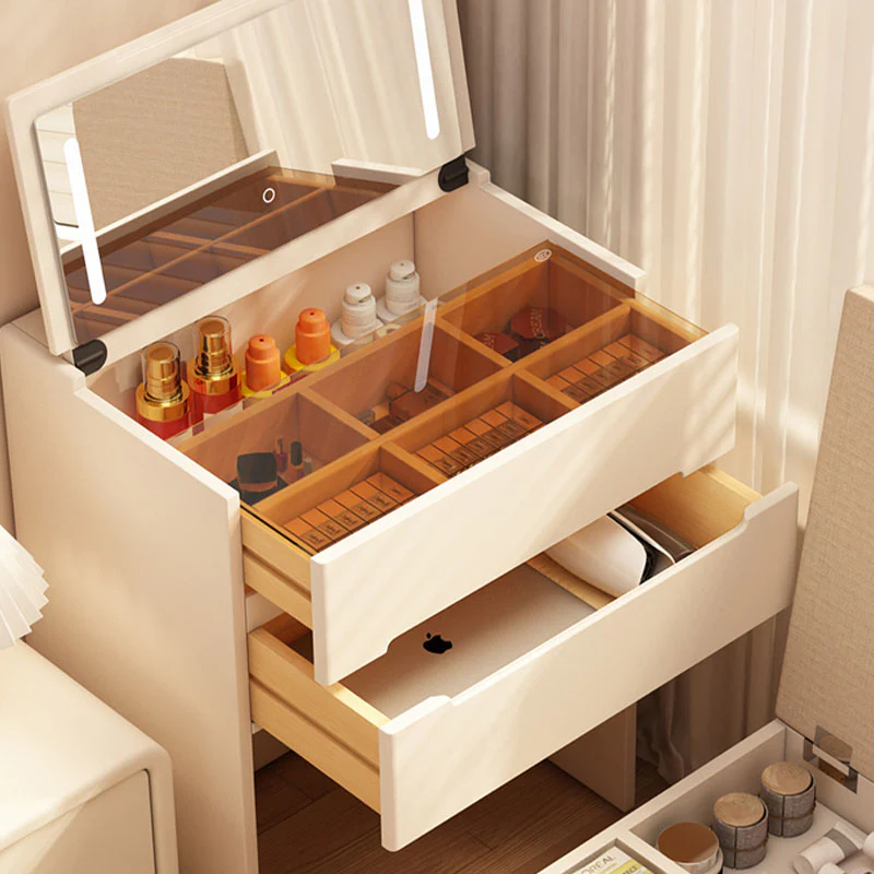 Prudence Dressing Table With Storage Stool, Cream - Image 4
