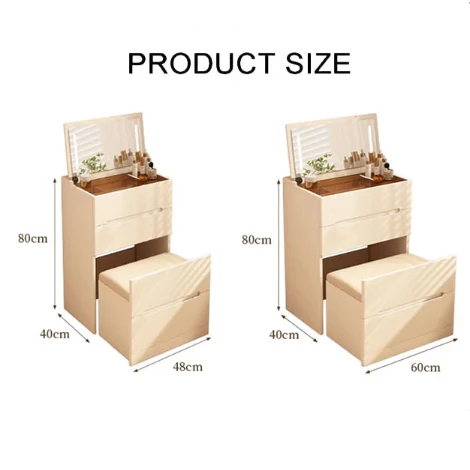 Prudence Dressing Table With Storage Stool, Cream - Image 6