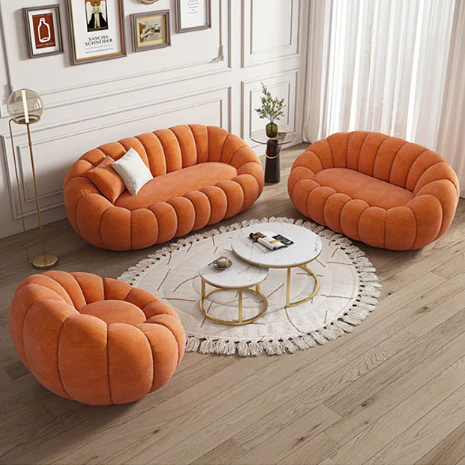 Pumpkin Round Swivel Armchair, Boucle - Image 10