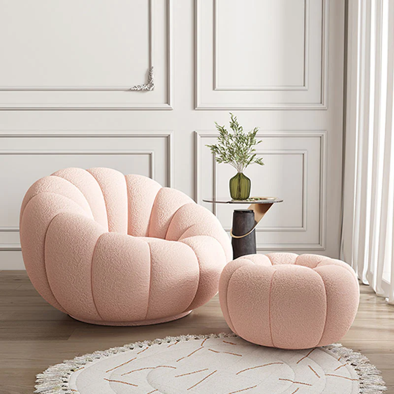 Pumpkin Round Swivel Armchair, Boucle - Image 6