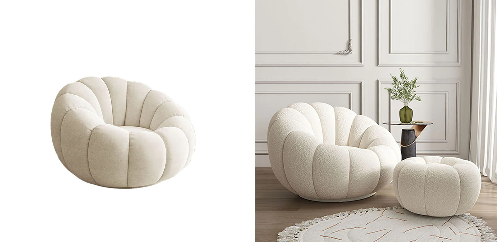 Pumpkin Round Swivel Armchair, Boucle - Image 7