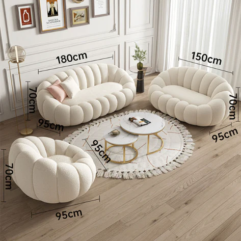Pumpkin Round Swivel Armchair, Boucle - Image 8