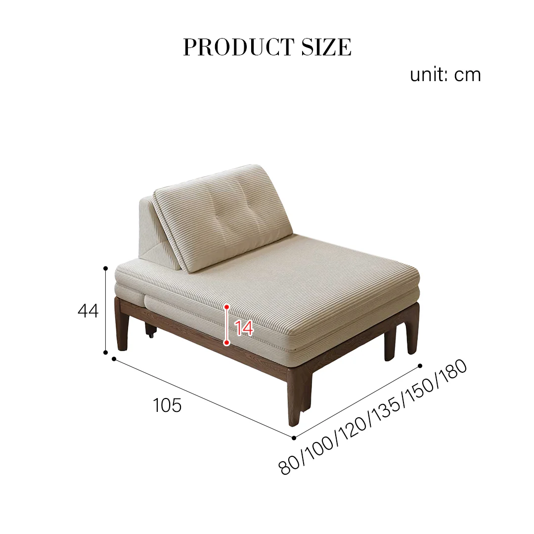 Ranjan Single Sofa Bed, Small 2 Seater Sofa Bed, Corduroy - Image 8