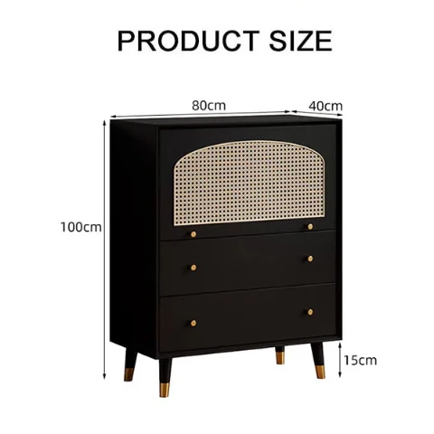 Raphael Rattan Sideboard, Black & Dark Brown - Image 7