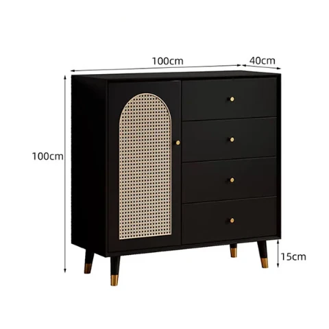 Raphael Rattan Sideboard, Black & Dark Brown - Image 8