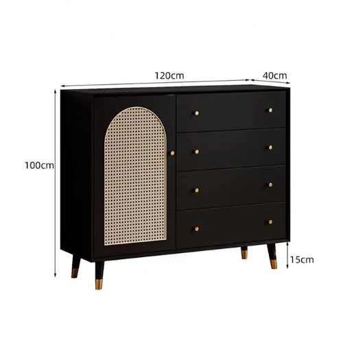 Raphael Rattan Sideboard, Black & Dark Brown - Image 9