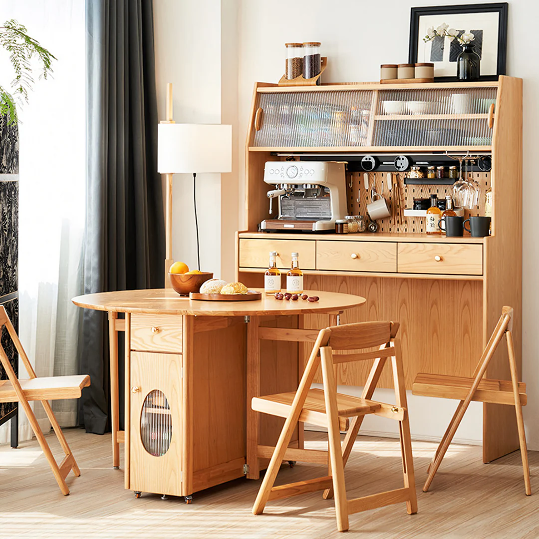 Reddy Fold Away Dining Table With Sideboard, Wood