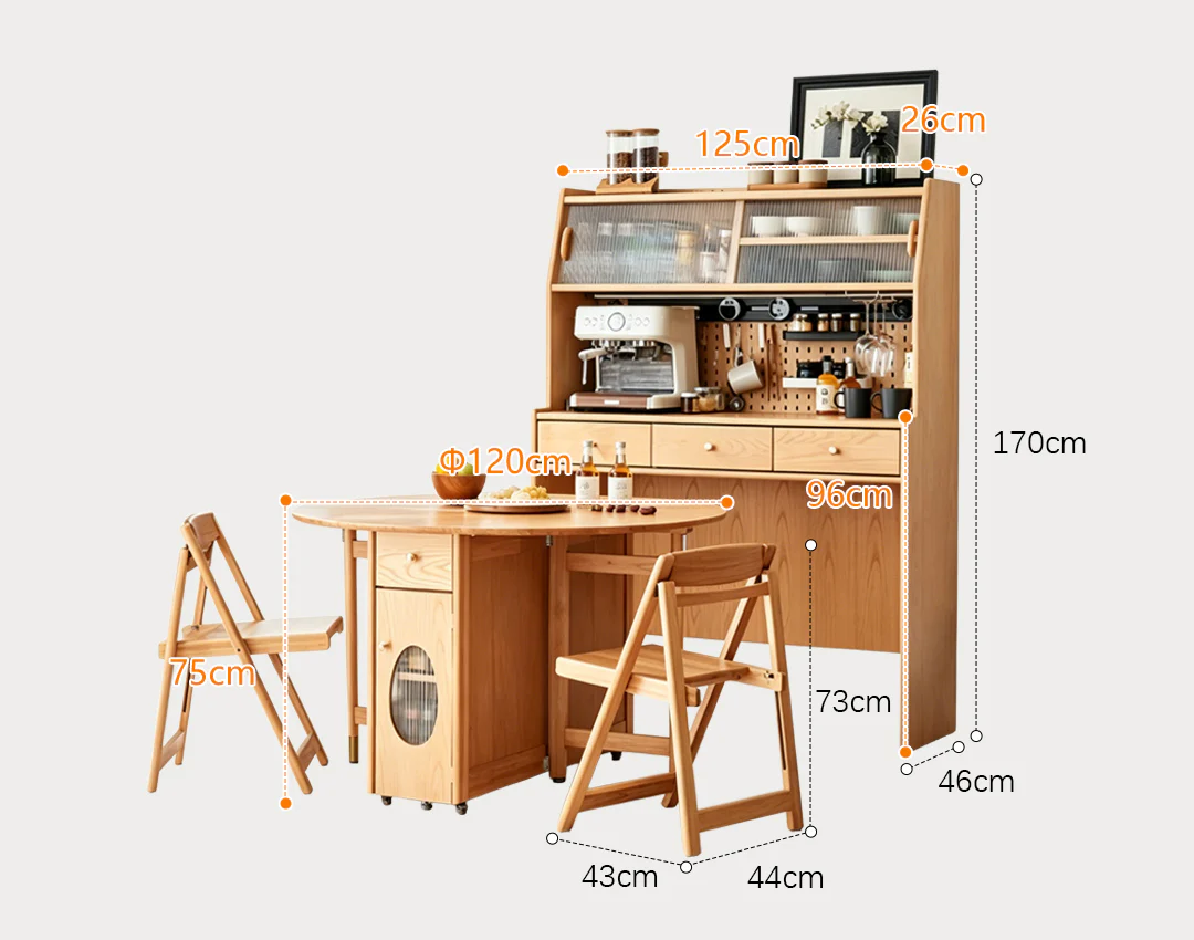 Reddy Fold Away Dining Table With Sideboard, Wood - Image 11