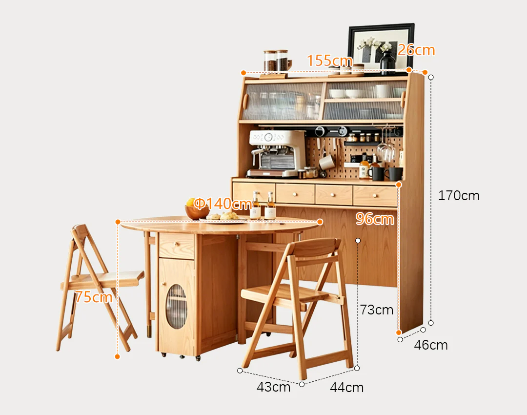 Reddy Fold Away Dining Table With Sideboard, Wood - Image 12