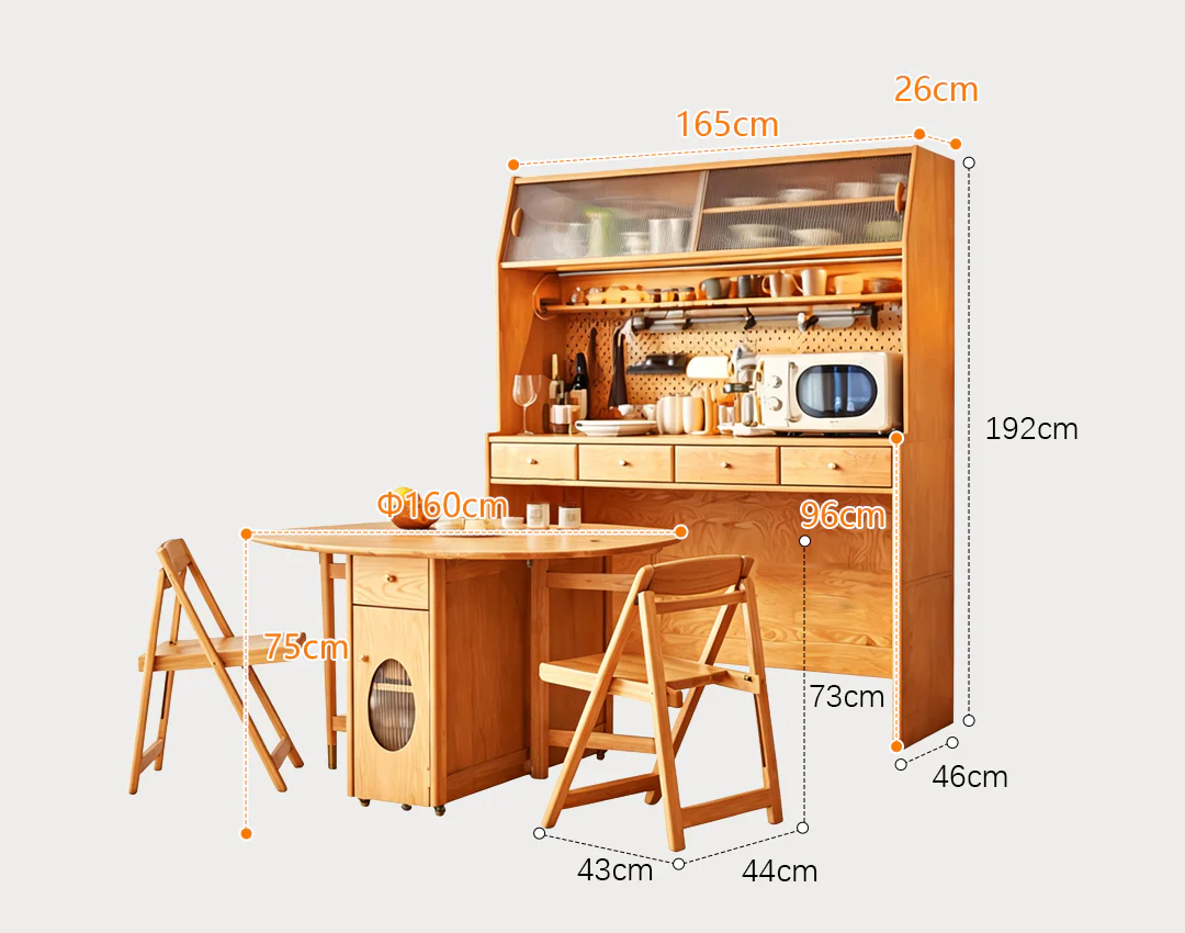 Reddy Fold Away Dining Table With Sideboard, Wood - Image 13