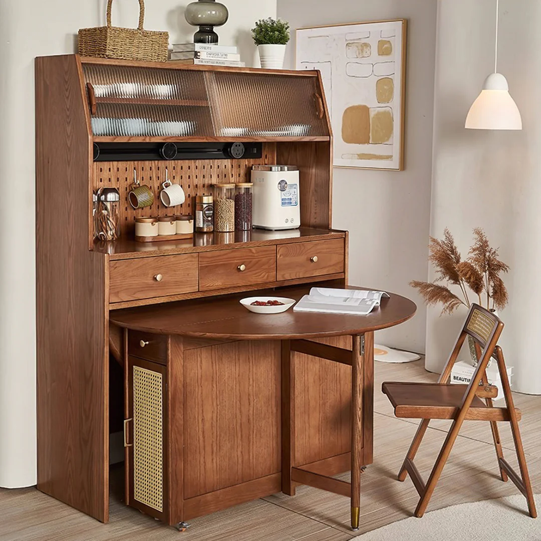 Reddy Fold Away Dining Table With Sideboard, Wood - Image 2