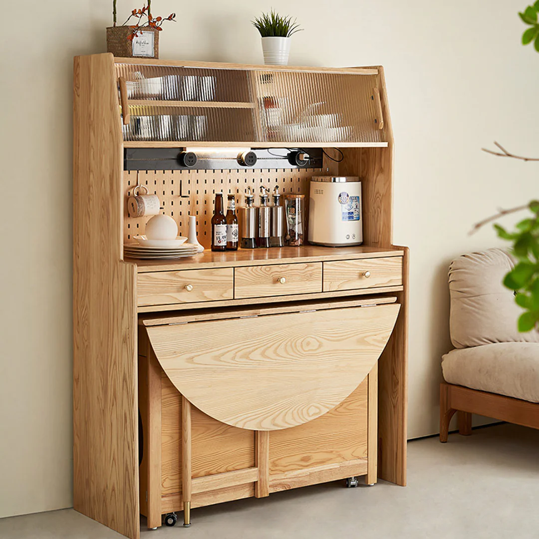 Reddy Fold Away Dining Table With Sideboard, Wood - Image 3
