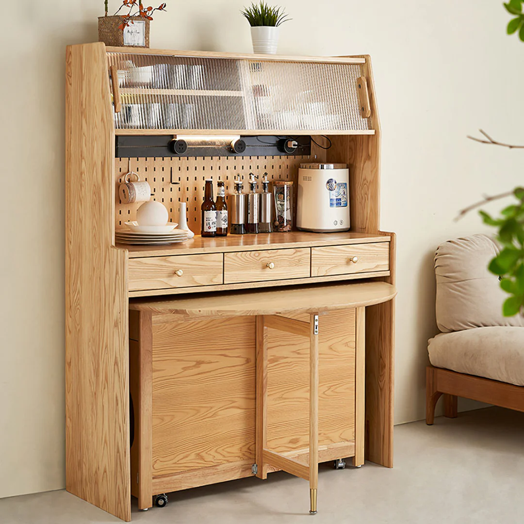 Reddy Fold Away Dining Table With Sideboard, Wood - Image 4