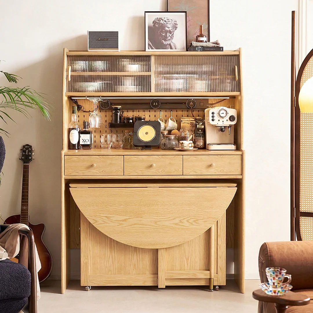 Reddy Fold Away Dining Table With Sideboard, Wood - Image 8