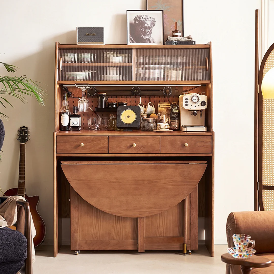 Reddy Fold Away Dining Table With Sideboard, Wood - Image 9
