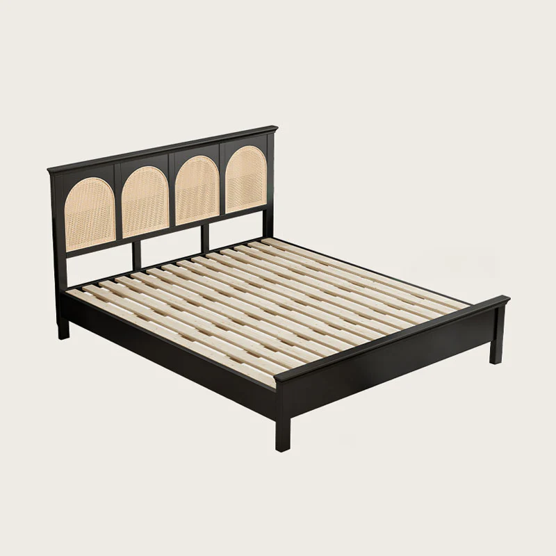 Rosemary Double Bed / King Size / Super King Size, Black Wood With Rattan - Image 5