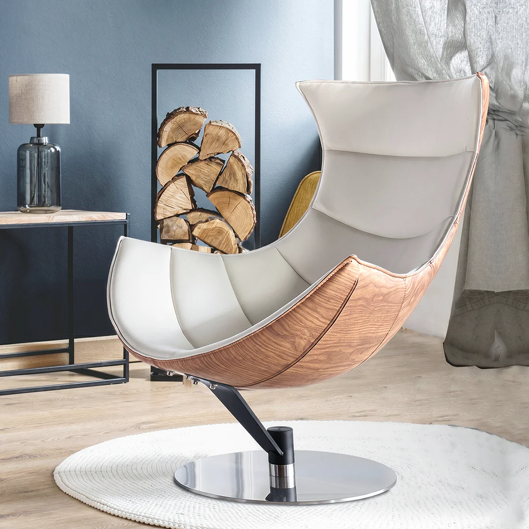 Russell Lobster Chair, With Ottoman, Walnut Texture, Armchair - Image 2