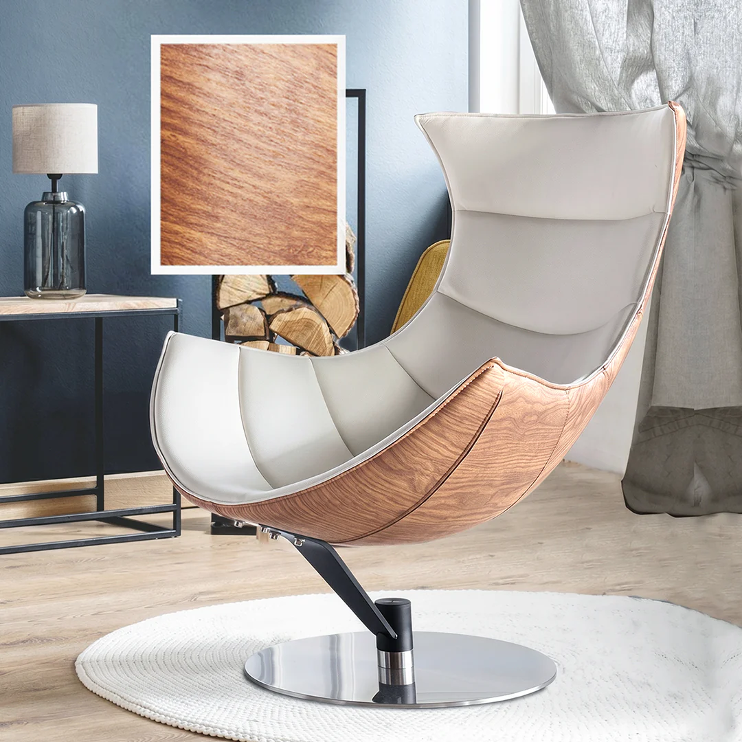 Russell Lobster Chair, With Ottoman, Walnut Texture, Armchair - Image 3
