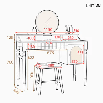 Ryan Dressing Table, Cherry Wood - Image 6