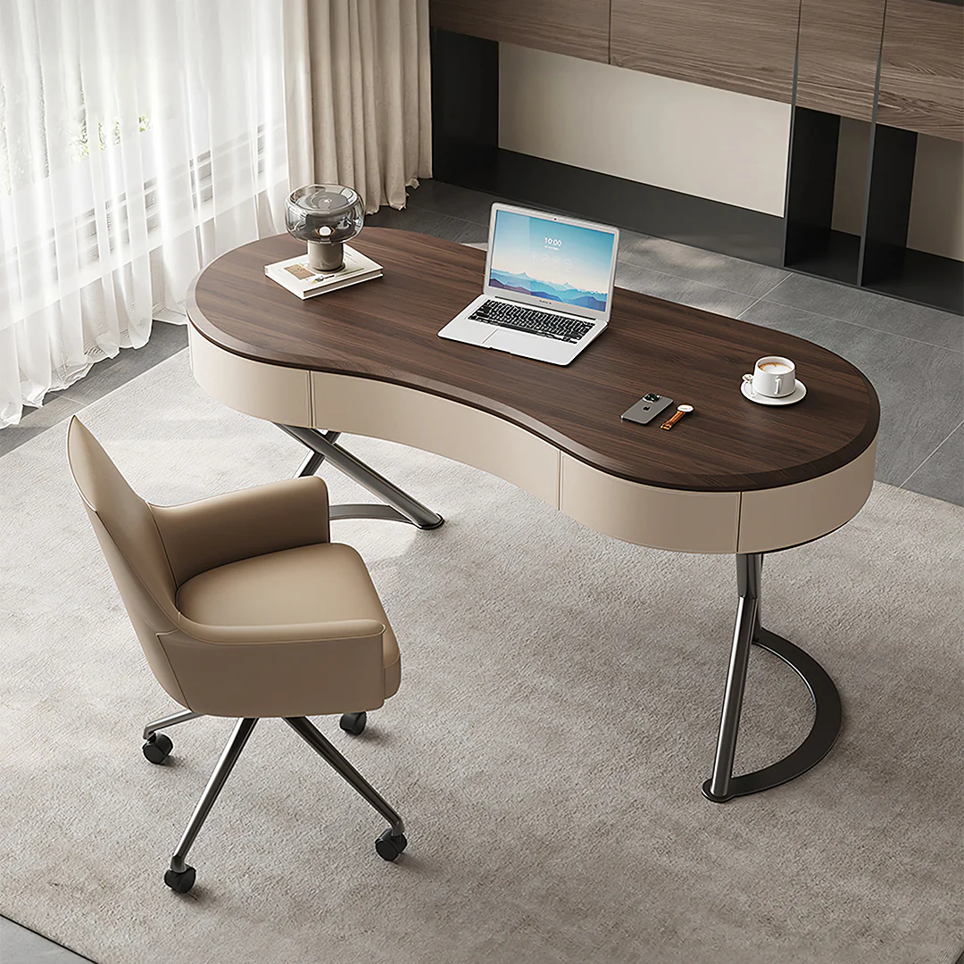 Saanvi Modern Office Desk For Home, Curved Office Desk - Image 2