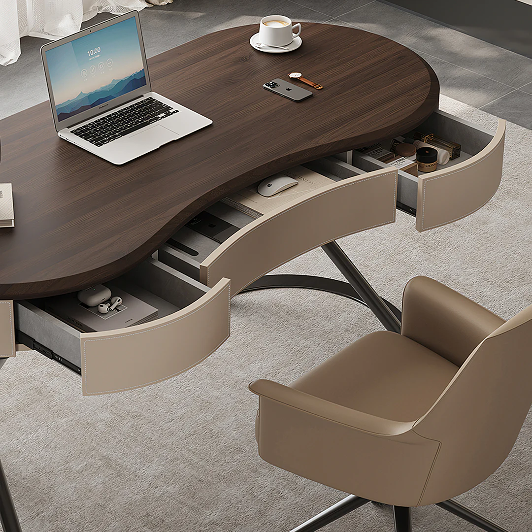 Saanvi Modern Office Desk For Home, Curved Office Desk - Image 4