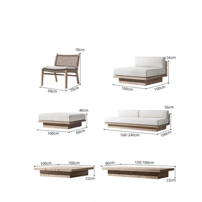 Scott Rattan Outdoor Sofa Set, Wood Base Sofa - Image 8