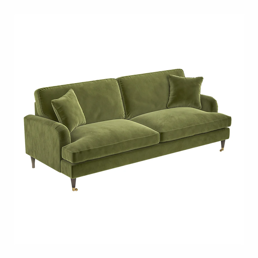 Shafique Two Seater Sofa, Loveseat, Velvet or Linen - Image 10