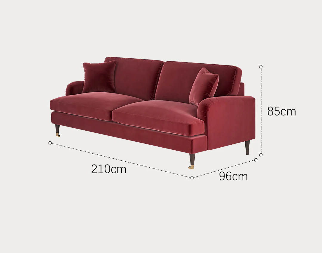 Shafique Two Seater Sofa, Loveseat, Velvet or Linen - Image 11