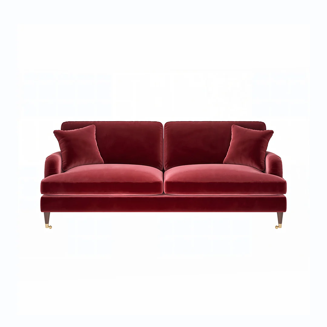 Shafique Two Seater Sofa, Loveseat, Velvet or Linen - Image 3