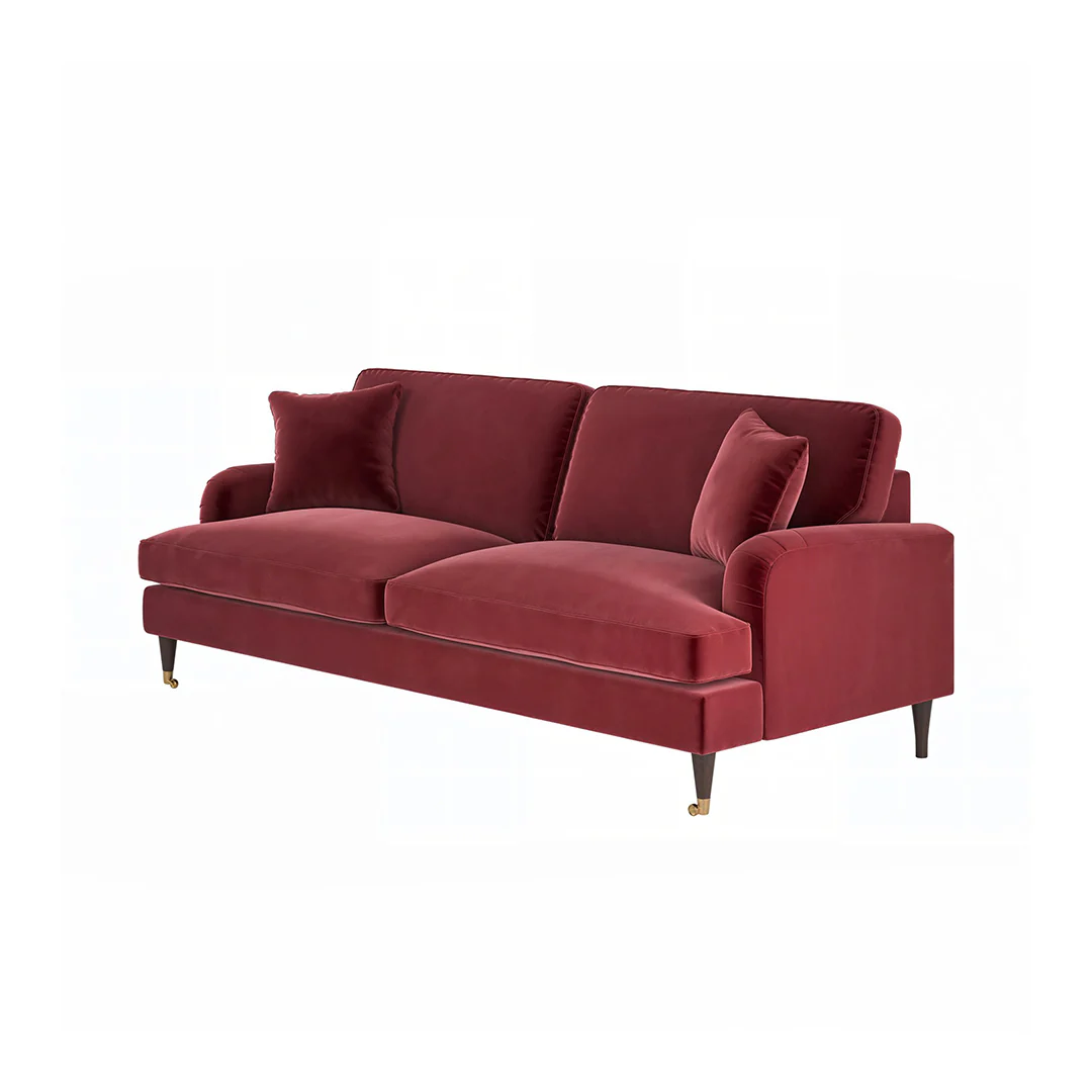 Shafique Two Seater Sofa, Loveseat, Velvet or Linen - Image 4