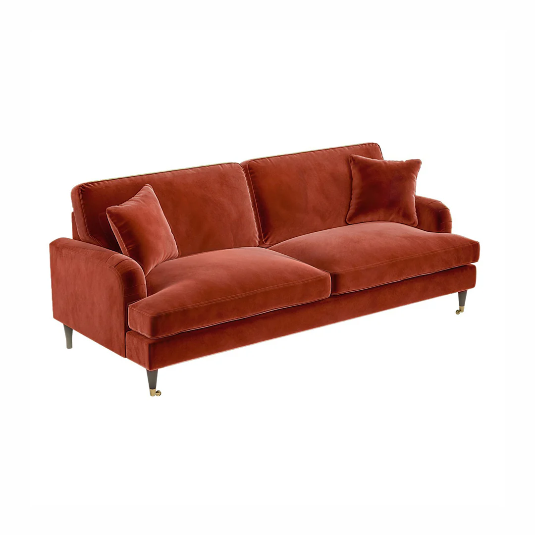 Shafique Two Seater Sofa, Loveseat, Velvet or Linen - Image 8