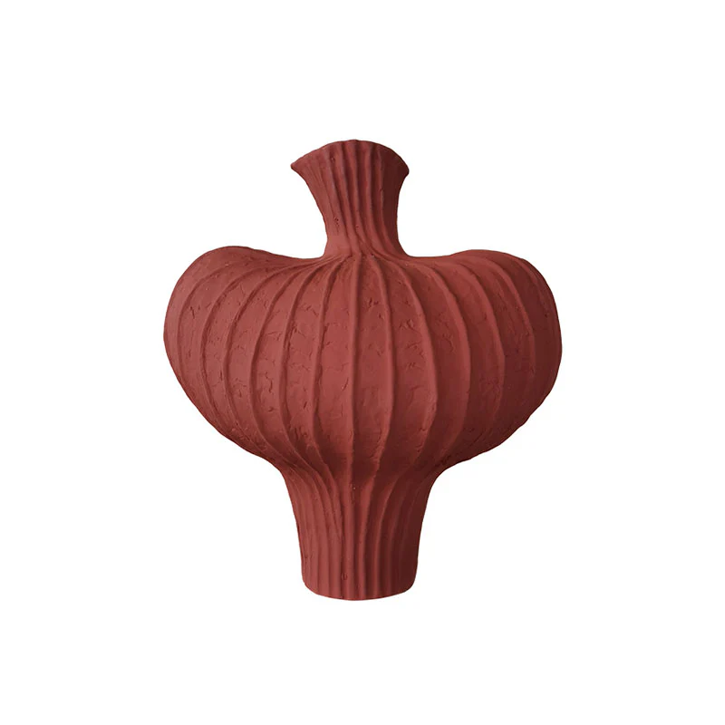 Shaped Ceramic Vase, Red - Image 5