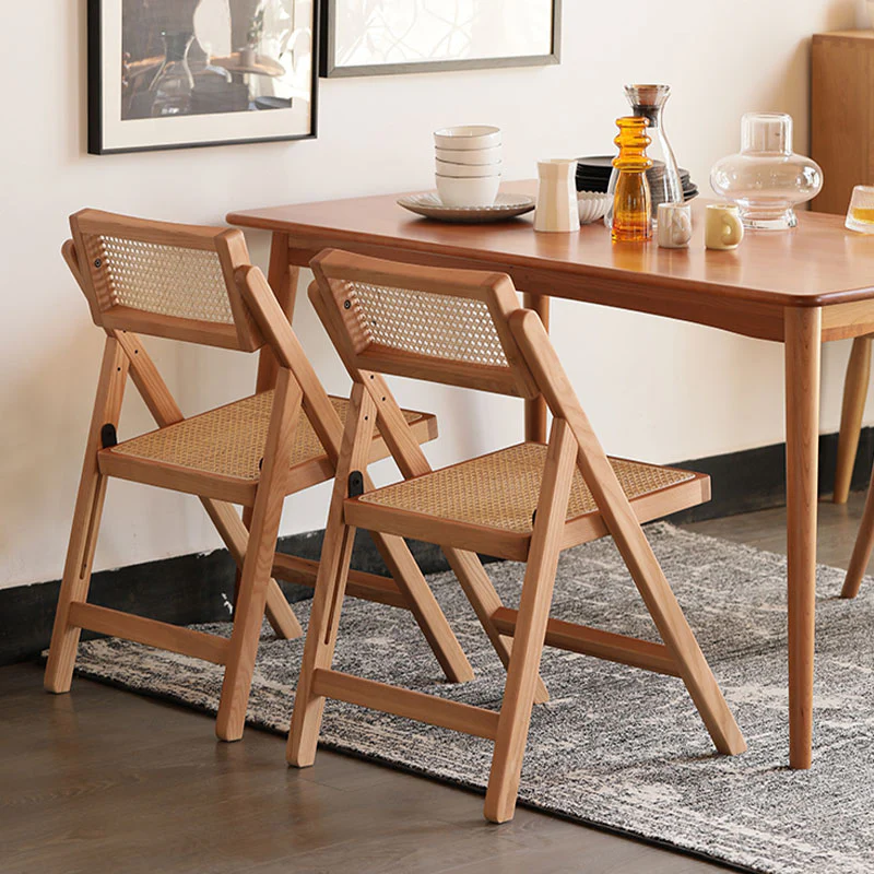 Silvia Foldable Rattan Dining Chair, Ash Wood - Image 2