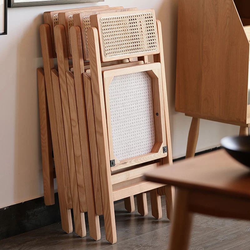 Silvia Foldable Rattan Dining Chair, Ash Wood - Image 3