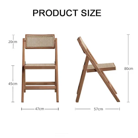Silvia Foldable Rattan Dining Chair, Ash Wood - Image 6