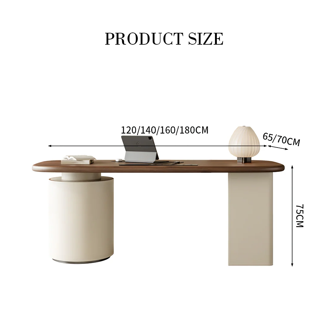 Simao Office Desk With Storage Drawers, Solid Wood - Image 10