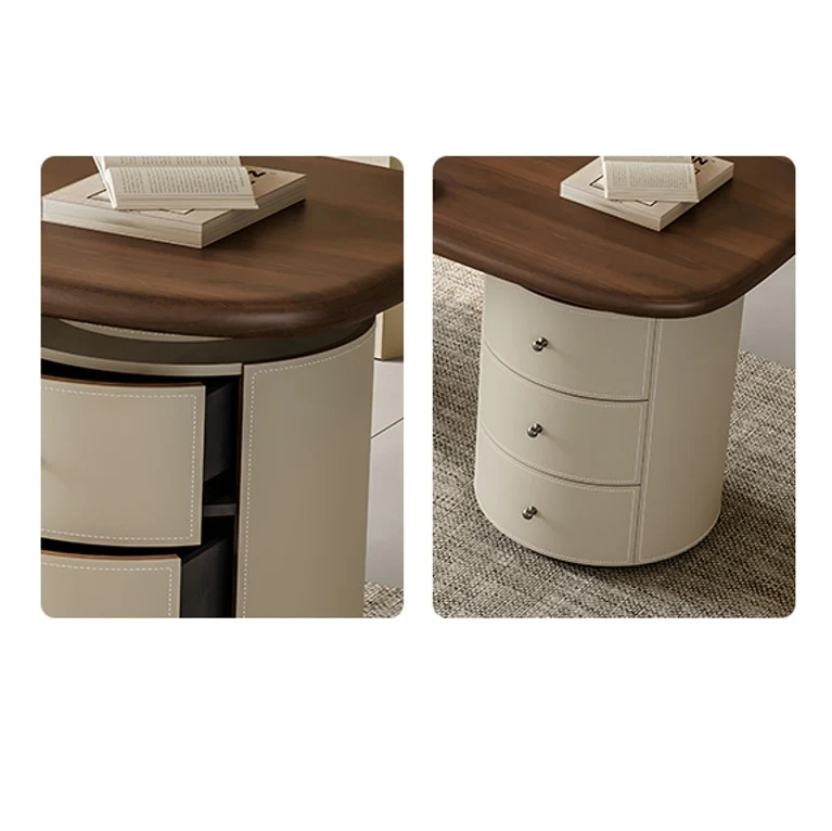 Simao Office Desk With Storage Drawers, Solid Wood - Image 5