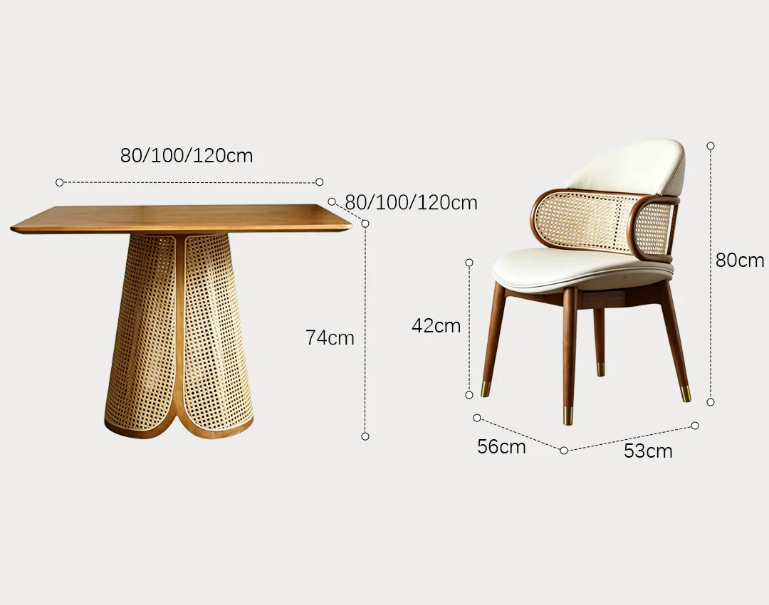Skylar Rattan Dining Table, Rattan & Solid Wood - Image 11