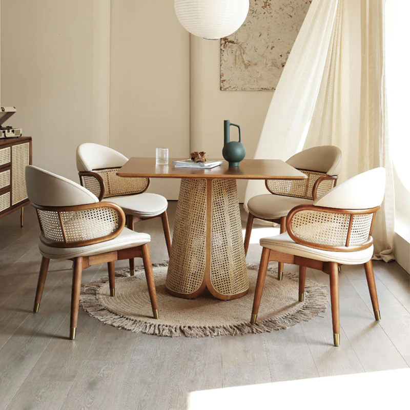 Skylar Rattan Dining Table, Rattan & Solid Wood - Image 3