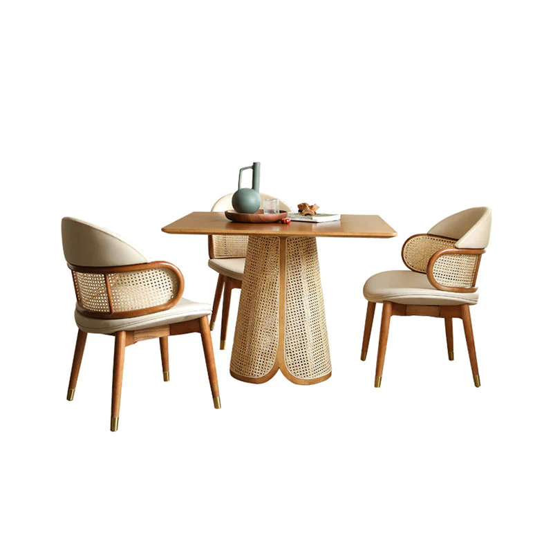 Skylar Rattan Dining Table, Rattan & Solid Wood - Image 5